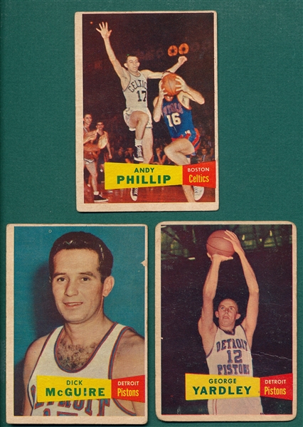 1957 Topps BSKT Lot of (9) W/ #75 Phillip