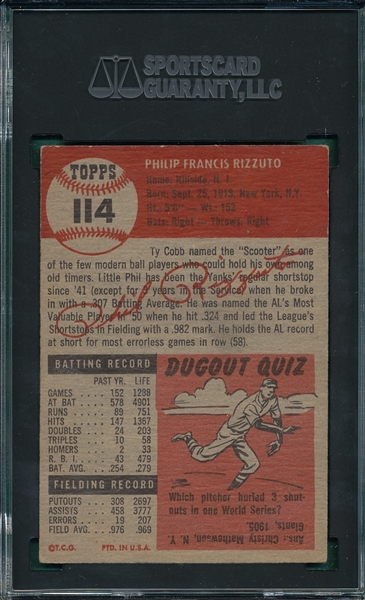 1953 Topps #114 Phil Rizzuto SGC 5