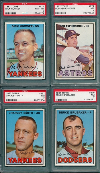 1967 Topps Lot of (4) W/ #411 Howser PSA 8 