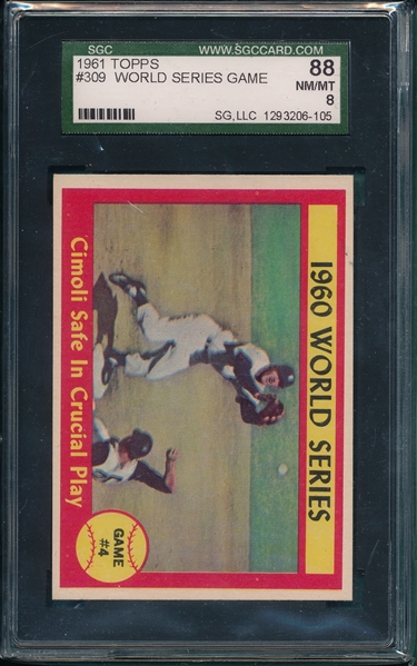 1961 Topps #309 World Series Game #4 SGC 88