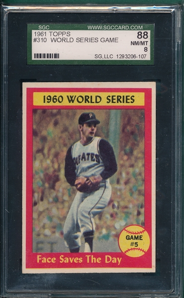 1961 Topps #310 World Series Game #5 SGC 88