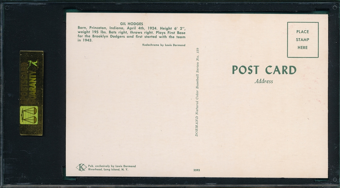 1953-55 Dormand Post Cards Gil Hodges SGC 88