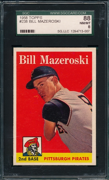 1958 Topps #238 Bill Mazeroski SGC 88