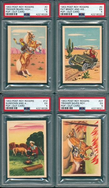 1953 Roy Rogers Pop-Out Cards, Lot of (8) PSA 5