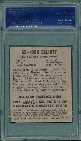 1948-49 Leaf #65 Bob Elliot PSA 7