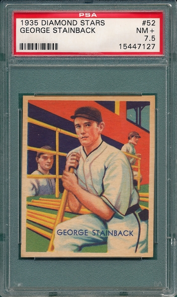 1934-36 Diamond Stars #52 George Stainback PSA 7.5