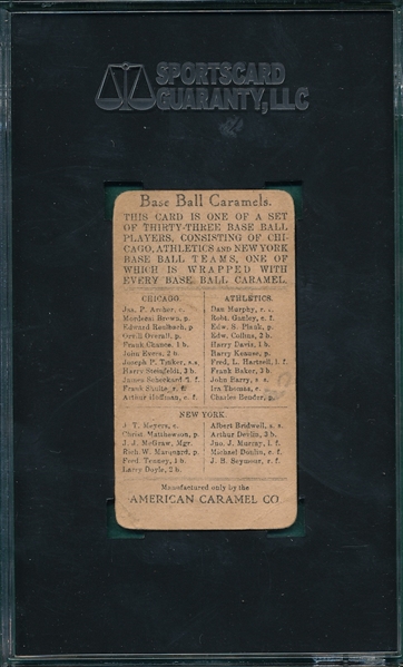 1909 E91B Charles Bender American Caramel Co. SGC 20