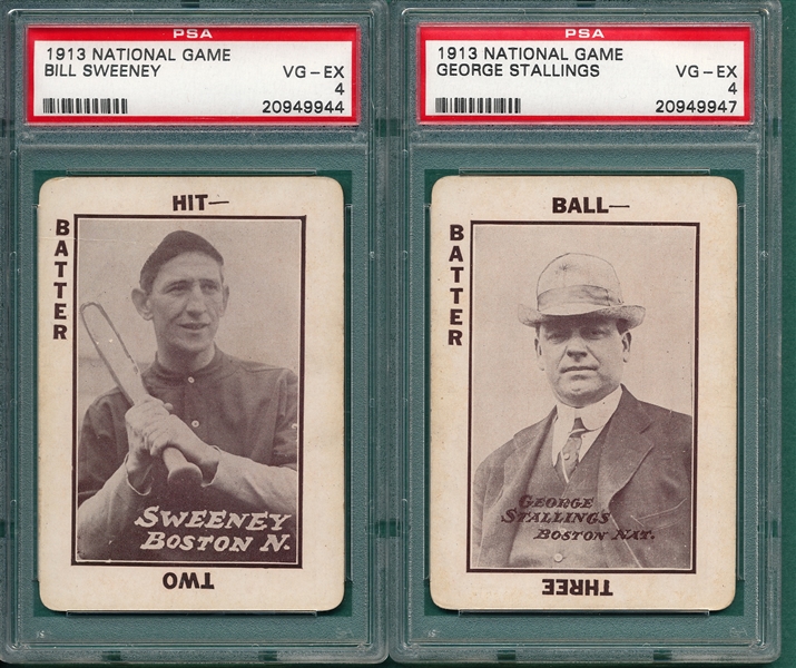 1913 WG5 National Game Stallings & Sweeney, Lot of (2) PSA 4
