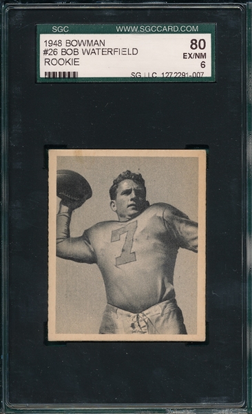1948 Bowman FB #26 Bob Waterfield SGC 80 *Rookie*