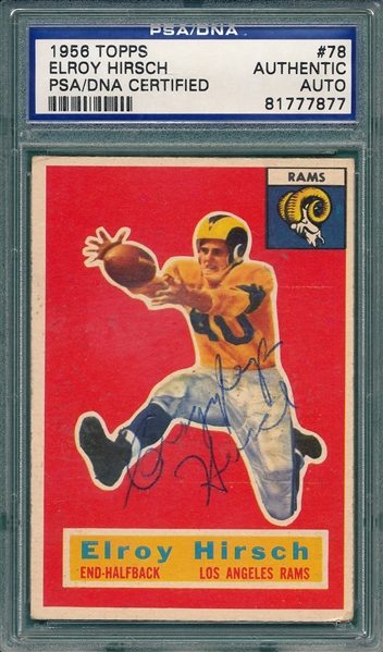 1956 Topps #78 Elroy Hirsch, Signed, PSA/DNA Authentic