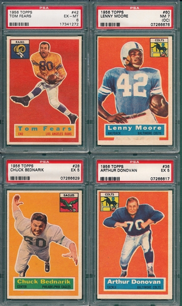 1956 Topps Lot of (4) W/ #60 Moore PSA