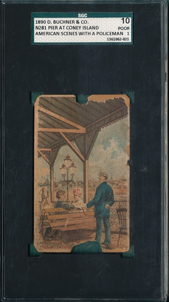 1890 N281 American Scenes with Policeman, Coney Island, Buchner, SGC 10