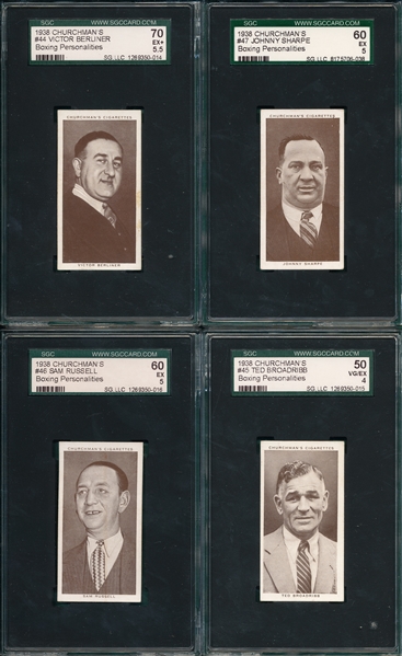 1938 Churchmans Boxing Personalities, Lot of (4), SGC