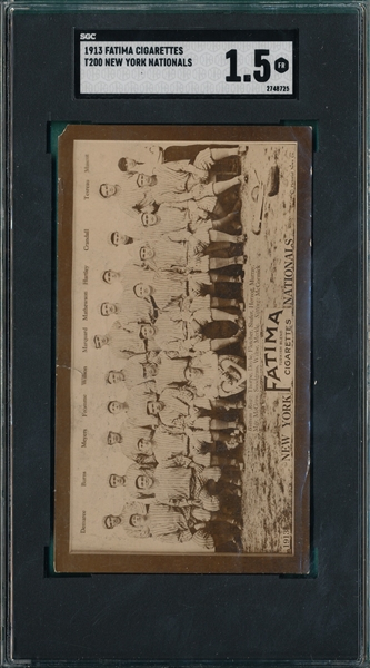 1913 T200 New York Nationals W/ Jim Thorpe, SGC 1.5