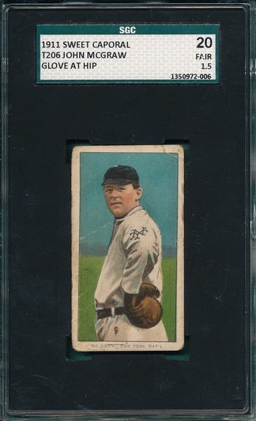 1909-1911 T206 McGraw, Glove On Hip, Sweet Caporal Cigarettes SGC 20