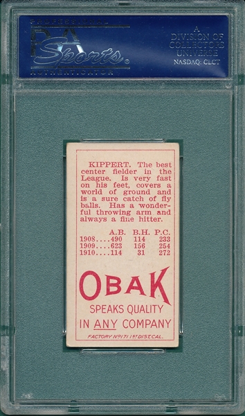 1911 T212-3 Kippert Obak Cigarettes PSA 5