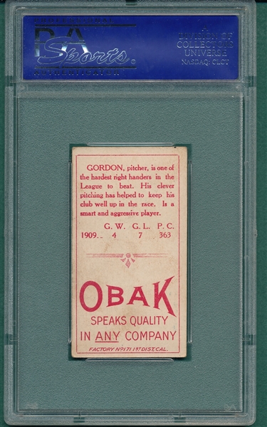 1911 T212-3 Gordon Obak Cigarettes PSA 5