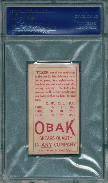 1911 T212-3 Tozer Obak Cigarettes PSA 4.5