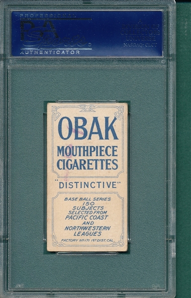 1910 T212-2 Smith, H., Obak Cigarettes PSA 4 *150 Subjects*