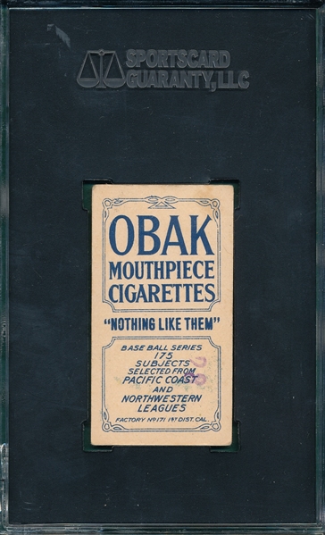 1910 T212-2 Johnston Obak Cigarettes SGC 60 