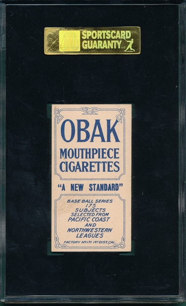 1910 T212-2 Ort Obak Cigarettes SGC 84 *Highest Graded*