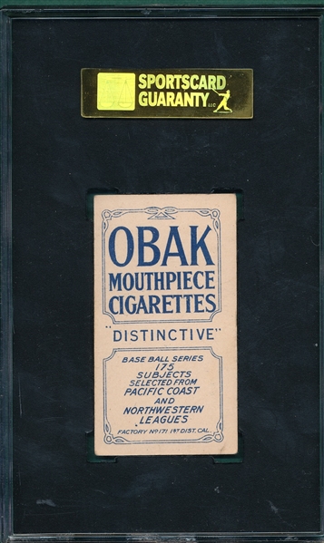 1910 T212-2 Coleman Obak Cigarettes SGC 70