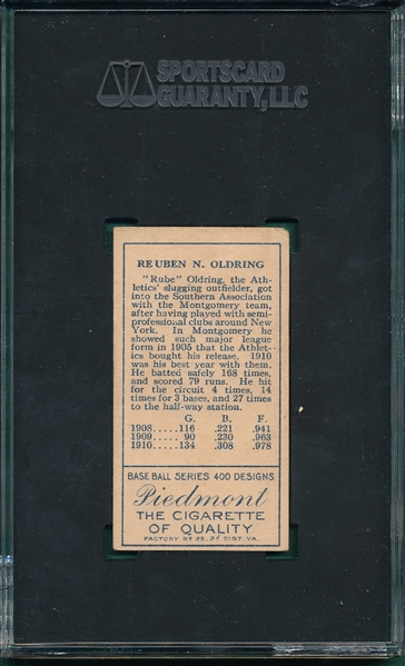 1911 T205 Oldring Piedmont Cigarettes SGC 3
