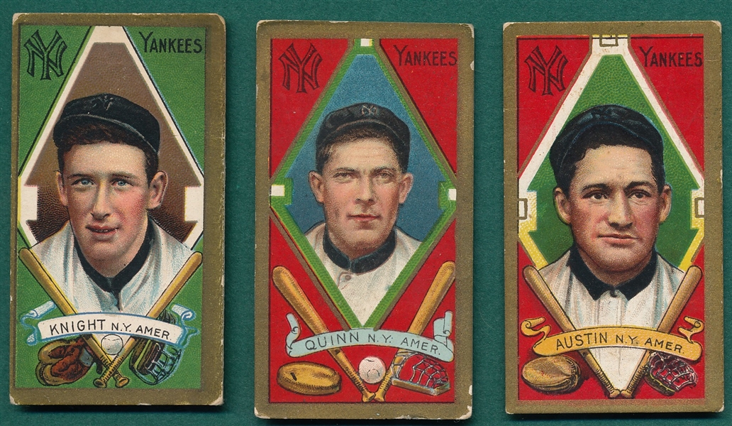 1911 T205 Knight, Austin & Quinn, Lot of (3) Yankees