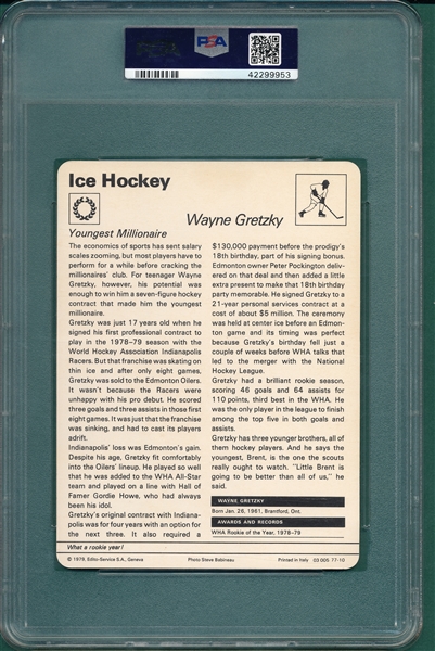 1977-79 Sportscaster #77-10 Wayne Gretzky PSA 4
