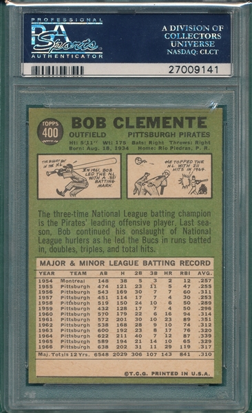 1967 Topps #400 Bob Clemente PSA 6