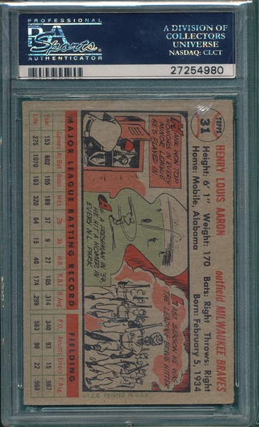 1956 Topps #31 Hank Aaron PSA 5 *Gray*