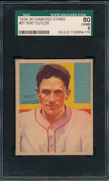 1934-36 Diamond Stars #31 Kiki Cuyler SGC 80