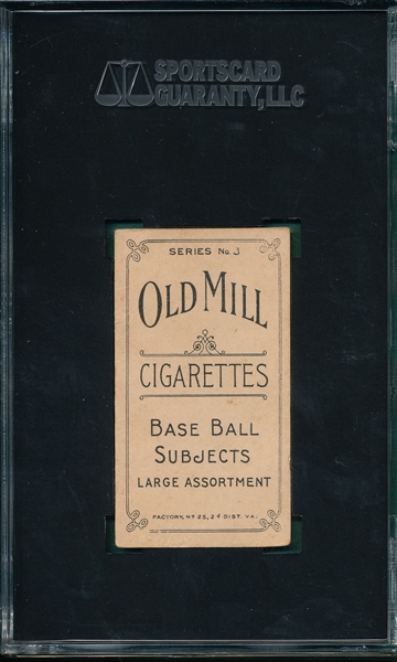 1910 T210-3 Smith, Bat Over Shoulder, Old Mill Cigarettes, SGC 30