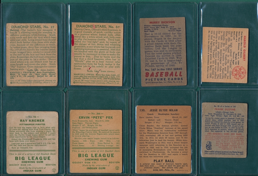 1933-51 Baseball Lot of (6) W/ Pie Traynor