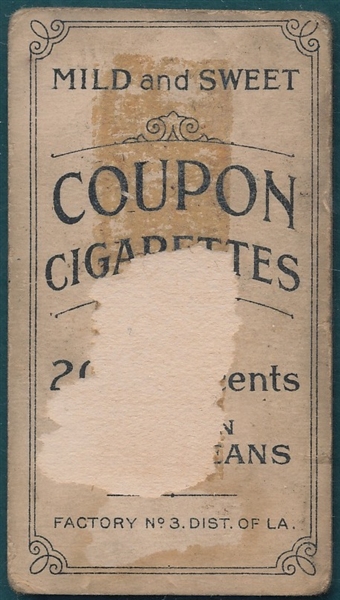 1914 T213-2 Jennings, One Hand Coupon Cigarettes