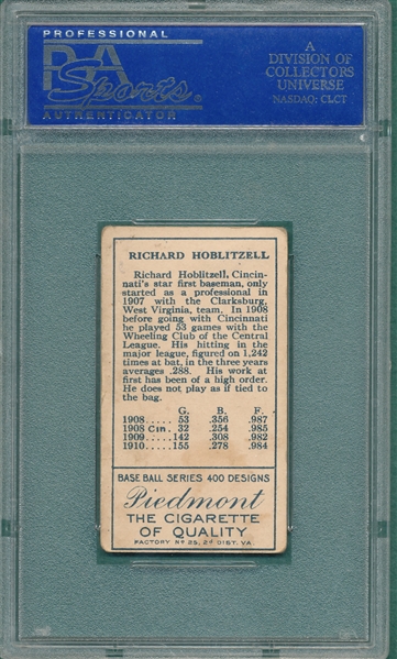 1911 T205 Hoblitzell, Cin. After 1908, Piedmont Cigarettes PSA 4
