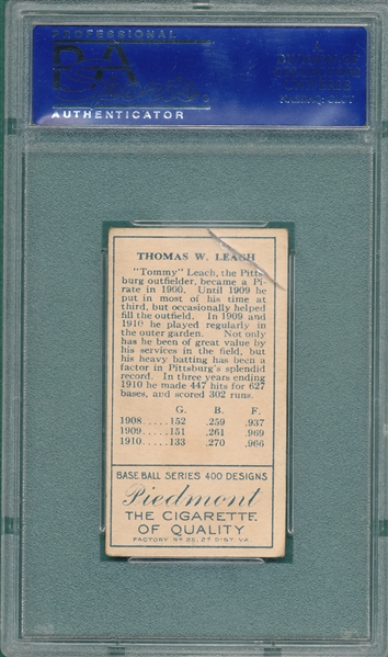 1911 T205 Leach Piedmont Cigarettes PSA 4