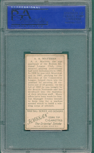 1911 T205 Mattern Hassan Cigarettes PSA 4