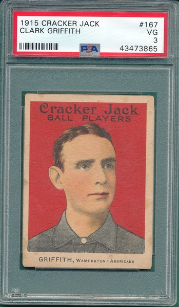 1915 Cracker Jack #167 Clark Griffith PSA 3