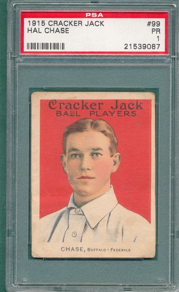 1915 Cracker Jack #99 Hal Chase PSA 1 *Federal League*