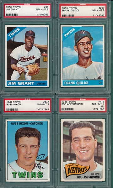 1965-67 Topps Lot of (4) W/ '66 Grant PSA 8