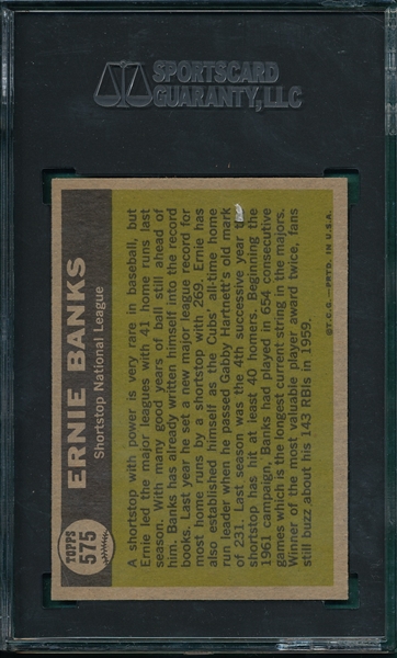 1961 Topps #575 Ernie Banks, AS, SGC 88 *Hi #* 