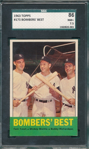1963 Topps #173 Bombers Best W/Mickey Mantle SGC 86
