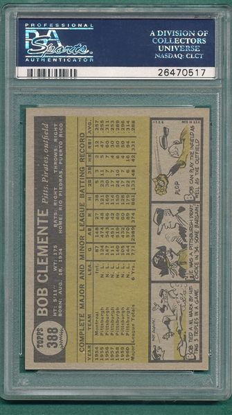 1961 Topps #388 Bob Clemente PSA 7