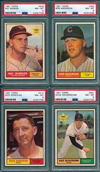 1961 Topps Lot of (4) W/ #283 Anderson PSA 8