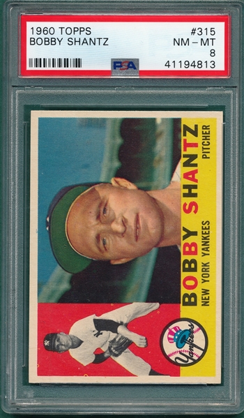1960 Topps #315 Bobby Shantz PSA 8