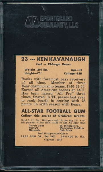 1948 Leaf FB #23 Ken Kavanaugh SGC 84 
