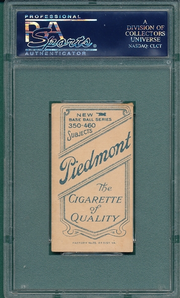 1909-1911 T206 Jordan, Batting, Piedmont Cigarettes PSA 4 