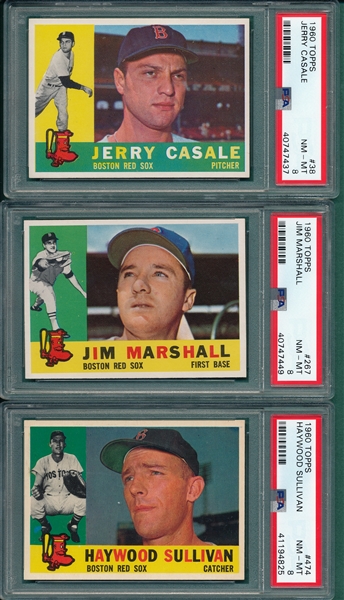 1960 Topps #38 Casale, #267 Marshall & #474 Sullivan, Lot of (3) PSA 8
