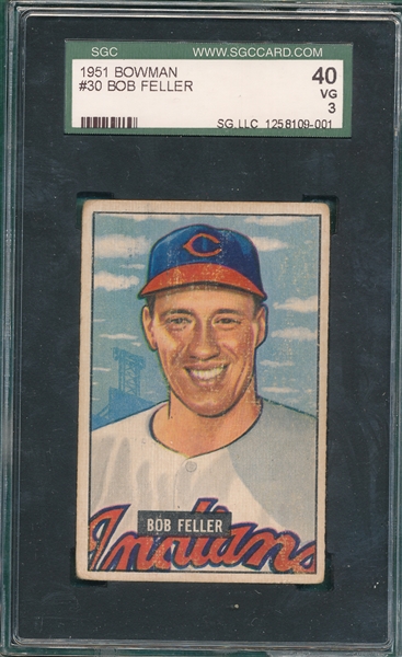 1951 Bowman #30 Bob Feller SGC 40
